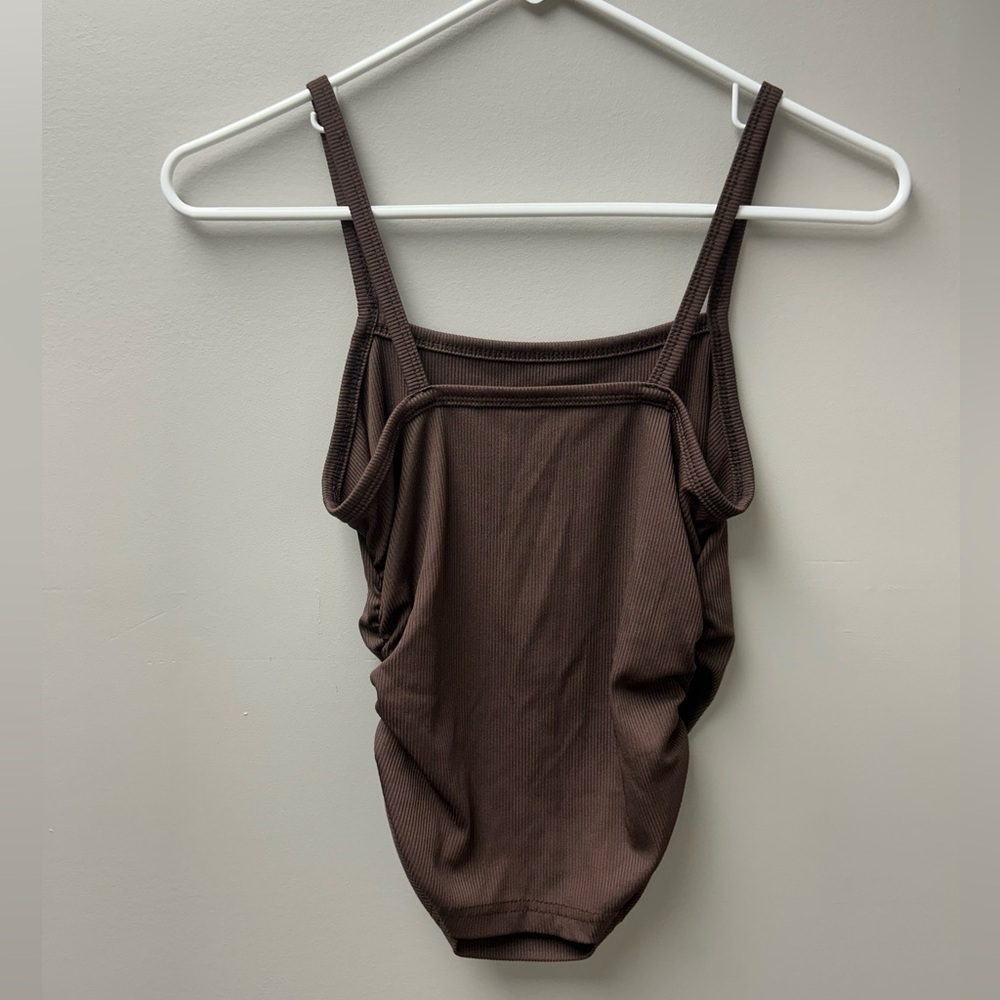 Shein Brown Ribbed Tank Top - Picture 3 of 4